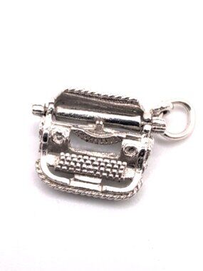Sterling Silver 925 Typewriter Shaped Charm Pendant 2.51g 0.5" Marked VGC